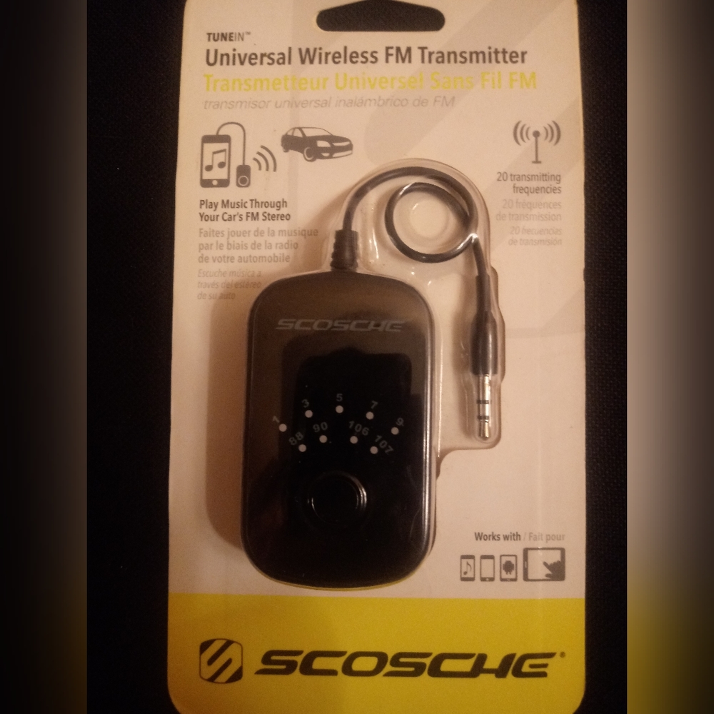 Scosche Universal Wireless FM Transmitter. Brand new in box.
